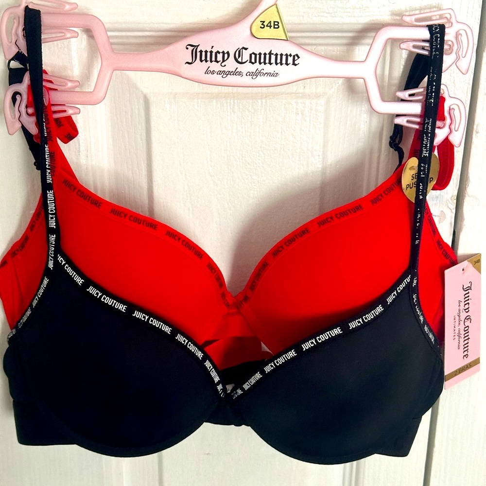 New Bra (Juicy Couture) Set Of 2 - Size 34B (Color: Black and Red)